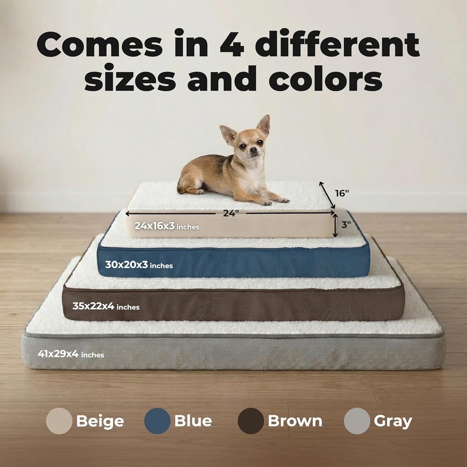 image:imageBest Pet Supplies Orthopedic Dog Bed with Memory Foam Washable Dog Crate Mat for Small Medium amp Large Dogs Thick Mattress for Crates Kennels or Floor Waterproof Pet Bed Gray 24 x 16 x 3Blue