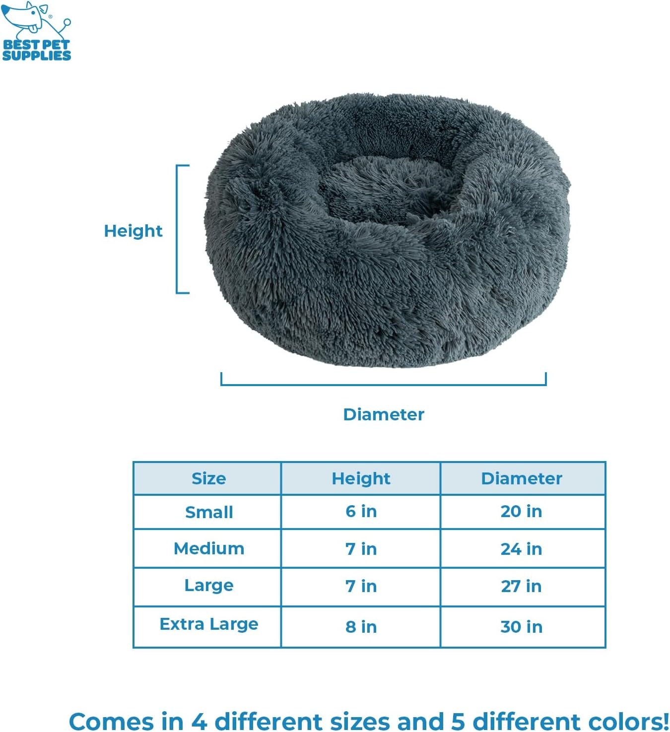image:imageBest Pet Supplies Round Calming Dog Bed for Small Medium amp Large Dogs Plush Donut Cuddler Pet Bed wRaised Rim for Head Neck Support AntiSlip Bottom Washable Bed Pink 20 x 20 x 6Gray