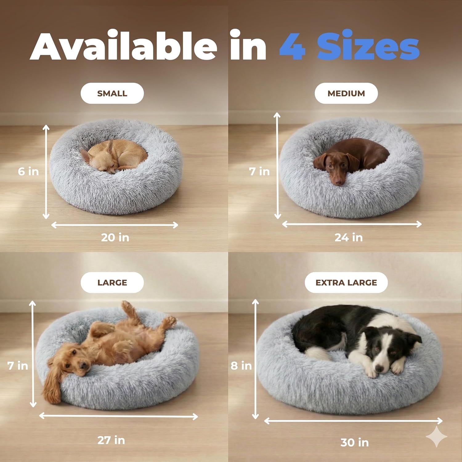 image:imageBest Pet Supplies Round Calming Dog Bed for Small Medium amp Large Dogs Plush Donut Cuddler Pet Bed wRaised Rim for Head Neck Support AntiSlip Bottom Washable Bed Pink 20 x 20 x 6Light Warm Gray