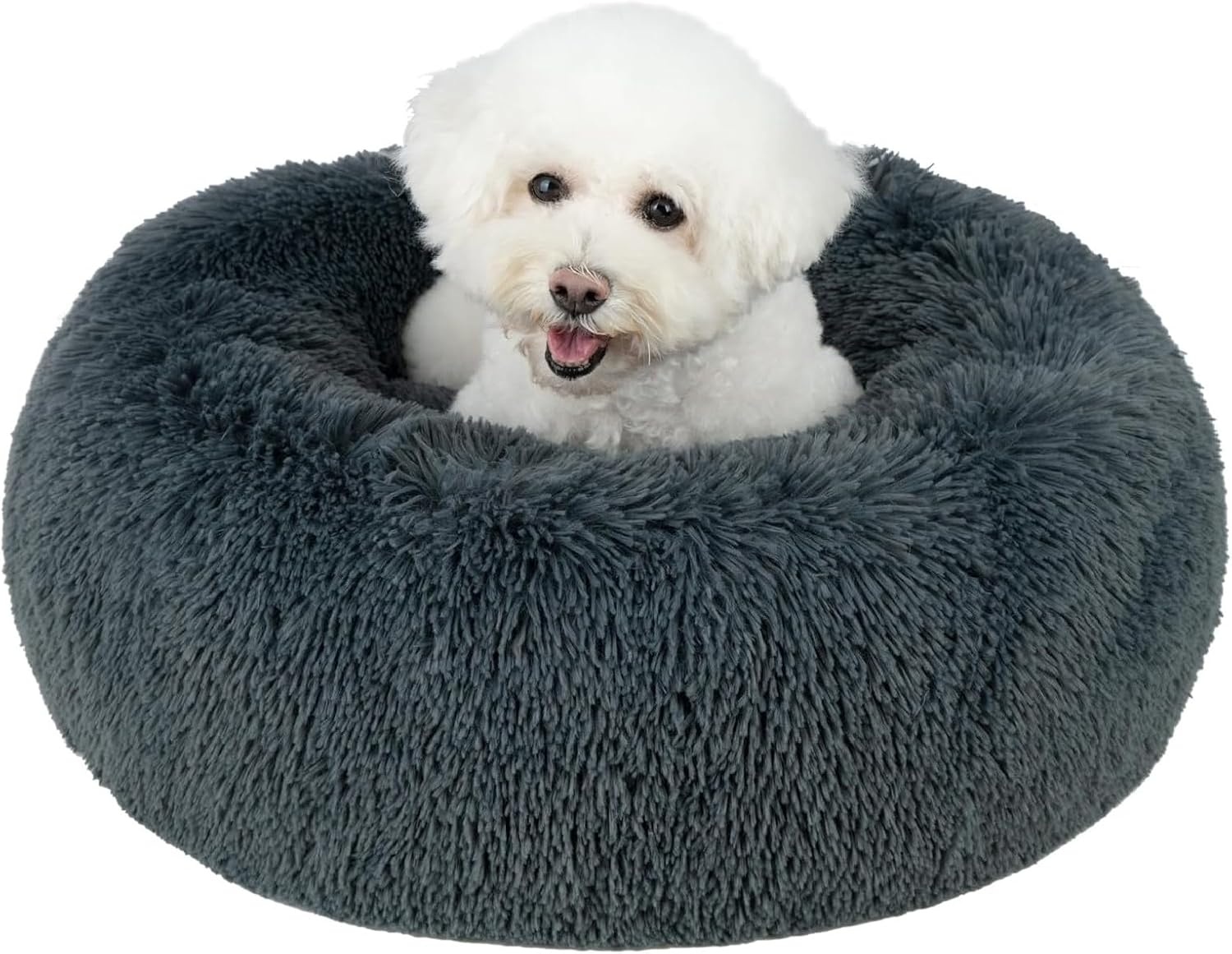image:imageBest Pet Supplies Round Calming Dog Bed for Small Medium amp Large Dogs Plush Donut Cuddler Pet Bed wRaised Rim for Head Neck Support AntiSlip Bottom Washable Bed Pink 20 x 20 x 6Gray