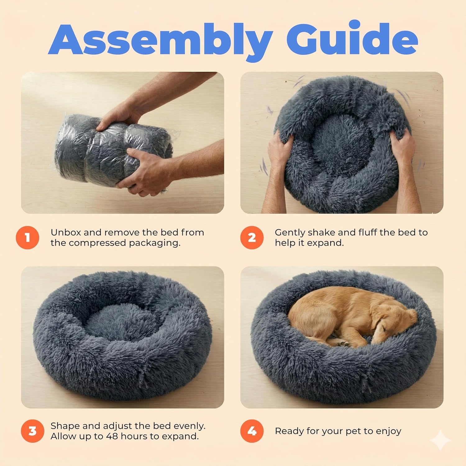 image:imageBest Pet Supplies Round Calming Dog Bed for Small Medium amp Large Dogs Plush Donut Cuddler Pet Bed wRaised Rim for Head Neck Support AntiSlip Bottom Washable Bed Pink 20 x 20 x 6Gray