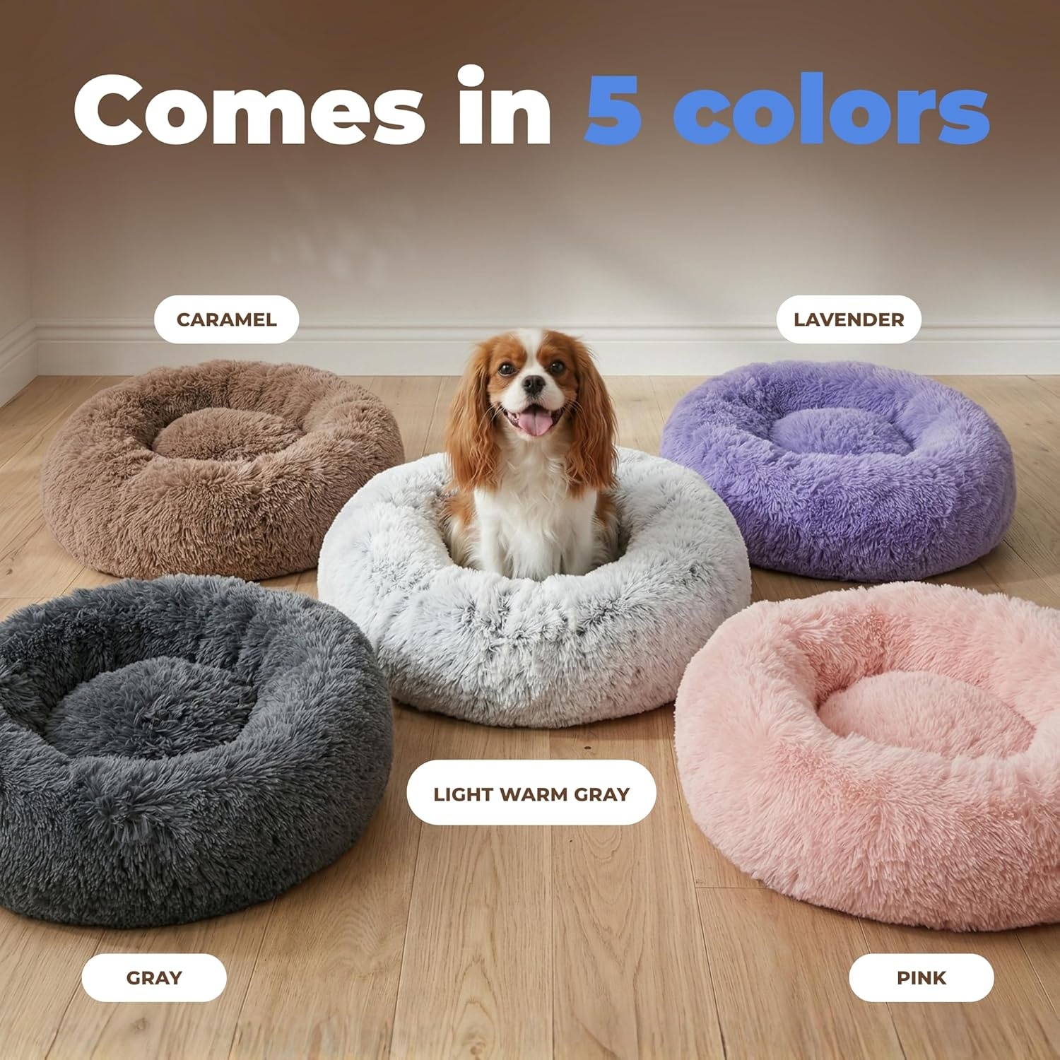 image:imageBest Pet Supplies Round Calming Dog Bed for Small Medium amp Large Dogs Plush Donut Cuddler Pet Bed wRaised Rim for Head Neck Support AntiSlip Bottom Washable Bed Pink 20 x 20 x 6Lavender