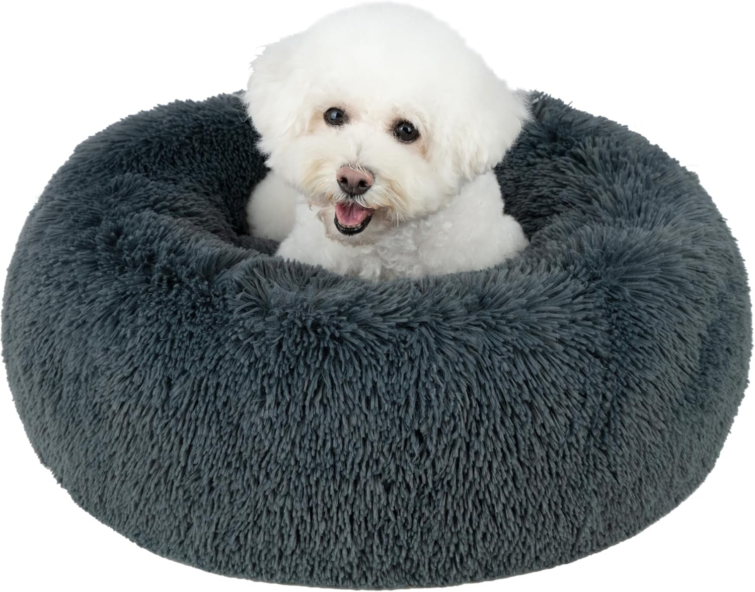 image:imageBest Pet Supplies Round Calming Dog Bed for Small Medium amp Large Dogs Plush Donut Cuddler Pet Bed wRaised Rim for Head Neck Support AntiSlip Bottom Washable Bed Pink 20 x 20 x 6Gray