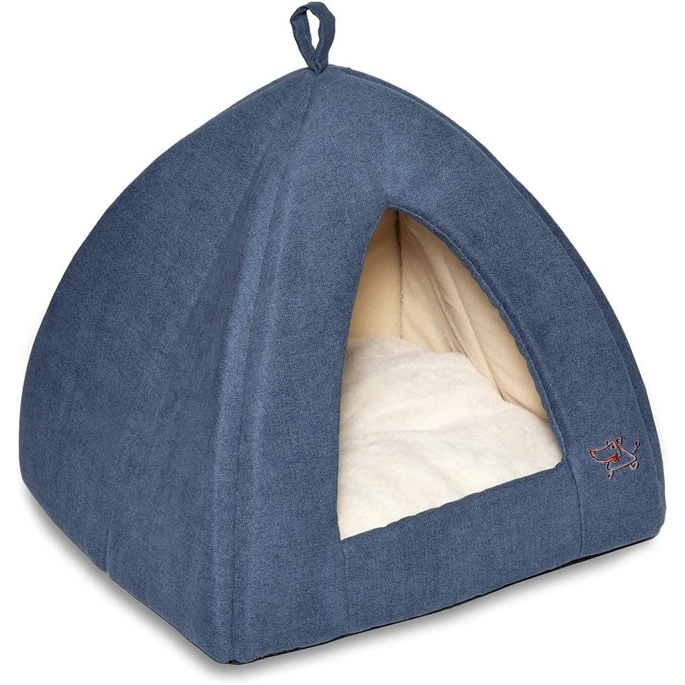 image:imageBest Pet Supplies Cat Bed for Indoor Cat Domed Tent House with Removable Pillow Covered Cat Cave for Small Dog Puppies and All Breeds of Cats Gray 17 x 15 x H14Navy