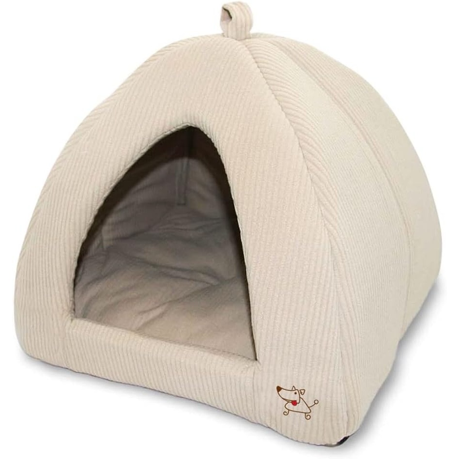 image:imageBest Pet Supplies Cat Bed for Indoor Cat Domed Tent House with Removable Pillow Covered Cat Cave for Small Dog Puppies and All Breeds of Cats Gray 17 x 15 x H14Beige