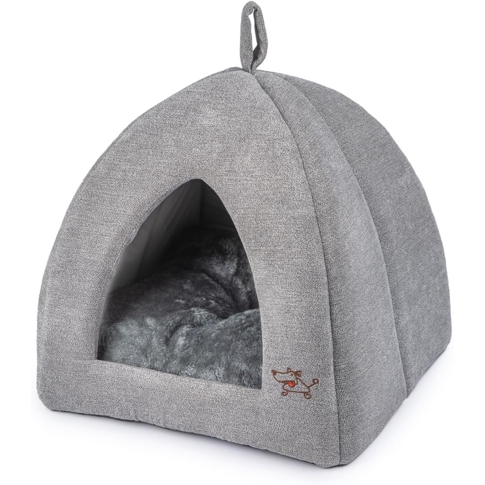 image:imageBest Pet Supplies Cat Bed for Indoor Cat Domed Tent House with Removable Pillow Covered Cat Cave for Small Dog Puppies and All Breeds of Cats Gray 17 x 15 x H14Gray Tent