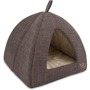 image:imageBest Pet Supplies Cat Bed for Indoor Cat Domed Tent House with Removable Pillow Covered Cat Cave for Small Dog Puppies and All Breeds of Cats  Gray 17 x 15 x H14Brown Linen