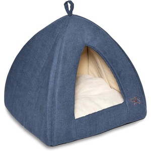 image:imageBest Pet Supplies Cat Bed for Indoor Cat Domed Tent House with Removable Pillow Covered Cat Cave for Small Dog Puppies and All Breeds of Cats  Gray 17 x 15 x H14Navy