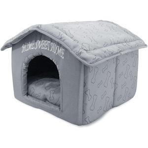 image:imageBest Pet Supplies Cat Bed for Indoor Cat Domed Tent House with Removable Pillow Covered Cat Cave for Small Dog Puppies and All Breeds of Cats  Gray 17 x 15 x H14Silver w Bones