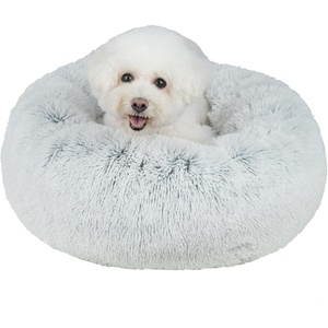 image:imageBest Pet Supplies Round Calming Dog Bed for Small Medium amp Large Dogs Plush Donut Cuddler Pet Bed wRaised Rim for Head Neck Support AntiSlip Bottom Washable Bed  Pink 20 x 20 x 6Light Warm Gray