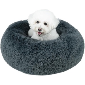 image:imageBest Pet Supplies Round Calming Dog Bed for Small Medium amp Large Dogs Plush Donut Cuddler Pet Bed wRaised Rim for Head Neck Support AntiSlip Bottom Washable Bed  Pink 20 x 20 x 6Gray