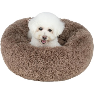 image:imageBest Pet Supplies Round Calming Dog Bed for Small Medium amp Large Dogs Plush Donut Cuddler Pet Bed wRaised Rim for Head Neck Support AntiSlip Bottom Washable Bed  Pink 20 x 20 x 6Caramel