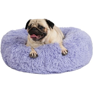 image:imageBest Pet Supplies Round Calming Dog Bed for Small Medium amp Large Dogs Plush Donut Cuddler Pet Bed wRaised Rim for Head Neck Support AntiSlip Bottom Washable Bed  Pink 20 x 20 x 6Lavender