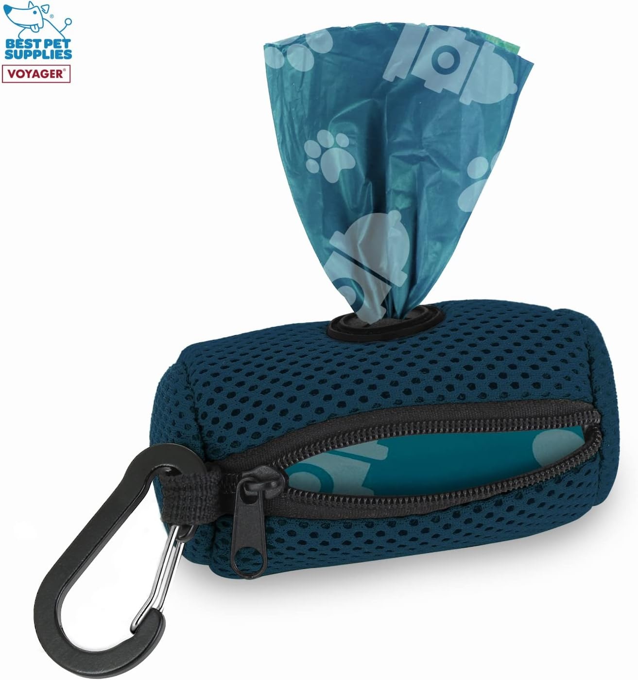 image:imageBest Pet Supplies 2Pack Dog Poop Bag Holder Leash Attachment Color Reusable Mesh Dispenser Pouch for Travel Walking Park and Outdoor Use Soft and Durable with ClipOn Mesh Baby BlueMesh Prussian Blue