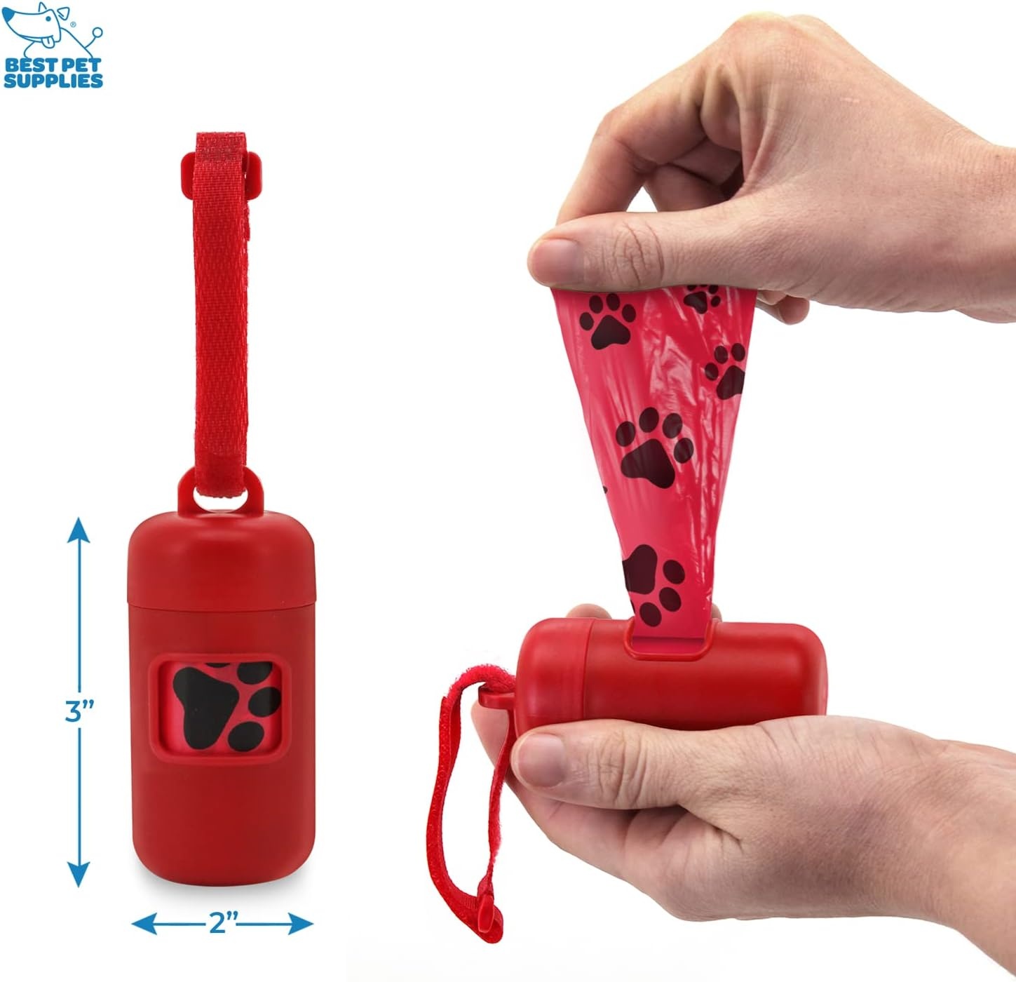 image:imageBest Pet Supplies 2Pack Dog Poop Bag Holder Leash Attachment Color Reusable Mesh Dispenser Pouch for Travel Walking Park and Outdoor Use Soft and Durable with ClipOn Mesh Baby BluePlastic Red