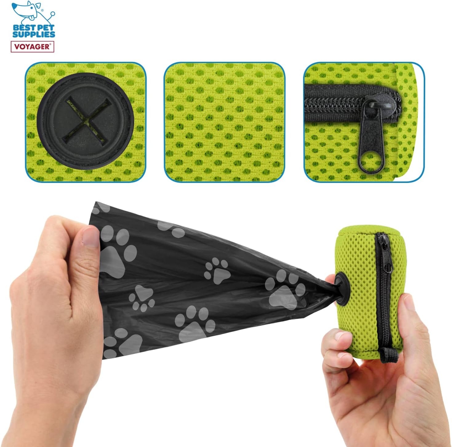 image:imageBest Pet Supplies 2Pack Dog Poop Bag Holder Leash Attachment Color Reusable Mesh Dispenser Pouch for Travel Walking Park and Outdoor Use Soft and Durable with ClipOn Mesh Baby BlueMesh Lime Green