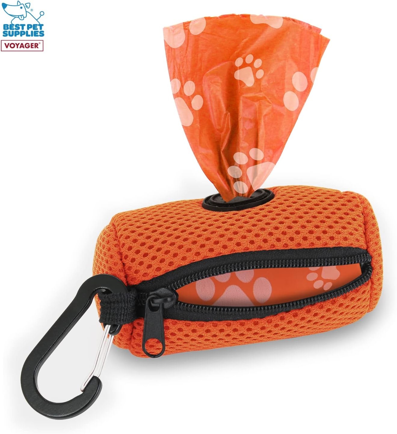 image:imageBest Pet Supplies 2Pack Dog Poop Bag Holder Leash Attachment Color Reusable Mesh Dispenser Pouch for Travel Walking Park and Outdoor Use Soft and Durable with ClipOn Mesh Baby BlueMesh Orange