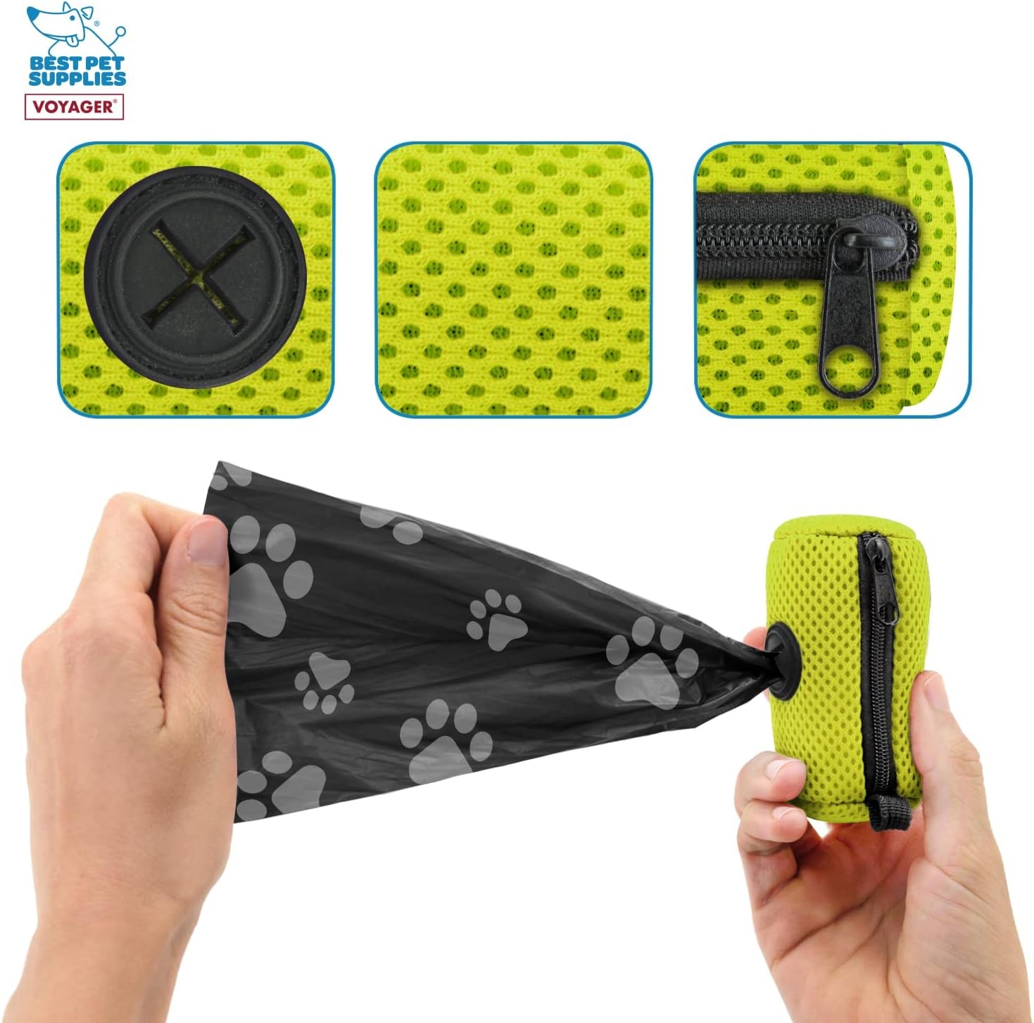 image:imageBest Pet Supplies 2Pack Dog Poop Bag Holder Leash Attachment Color Reusable Mesh Dispenser Pouch for Travel Walking Park and Outdoor Use Soft and Durable with ClipOn Mesh Baby BlueMesh Lime Green