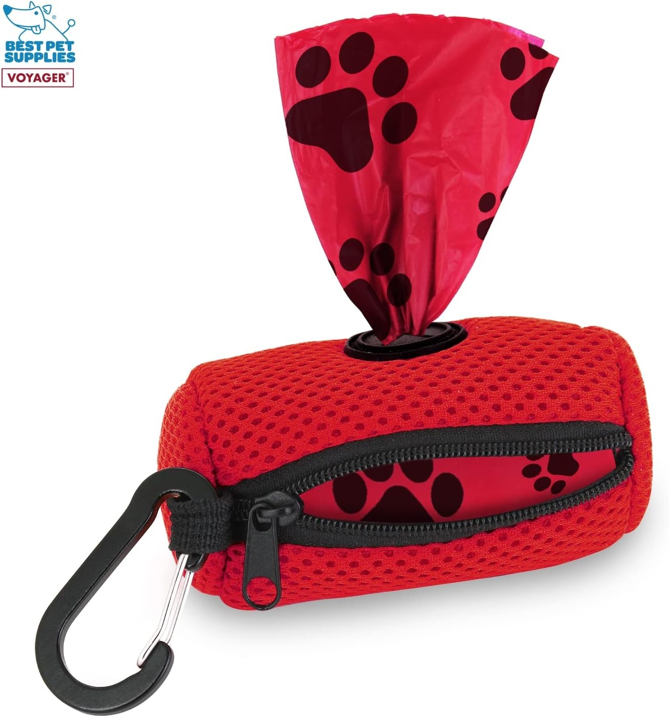 image:imageBest Pet Supplies 2Pack Dog Poop Bag Holder Leash Attachment Color Reusable Mesh Dispenser Pouch for Travel Walking Park and Outdoor Use Soft and Durable with ClipOn Mesh Baby BlueMesh Red