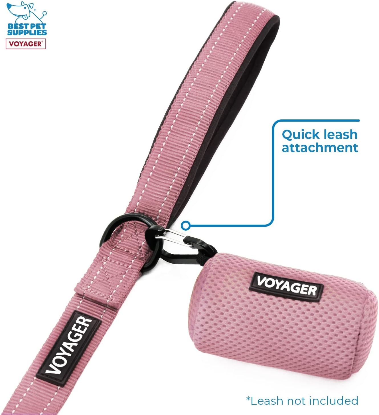 image:imageBest Pet Supplies 2Pack Dog Poop Bag Holder Leash Attachment Color Reusable Mesh Dispenser Pouch for Travel Walking Park and Outdoor Use Soft and Durable with ClipOn Mesh Baby BlueMesh Pink