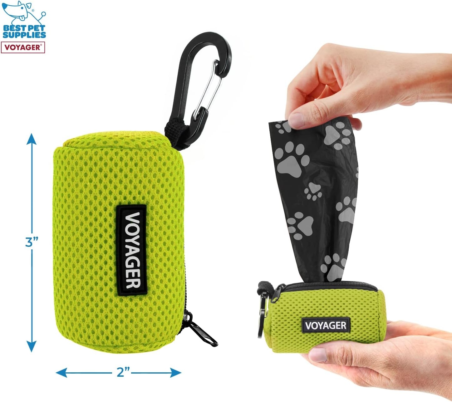 image:imageBest Pet Supplies 2Pack Dog Poop Bag Holder Leash Attachment Color Reusable Mesh Dispenser Pouch for Travel Walking Park and Outdoor Use Soft and Durable with ClipOn Mesh Baby BlueMesh Lime Green