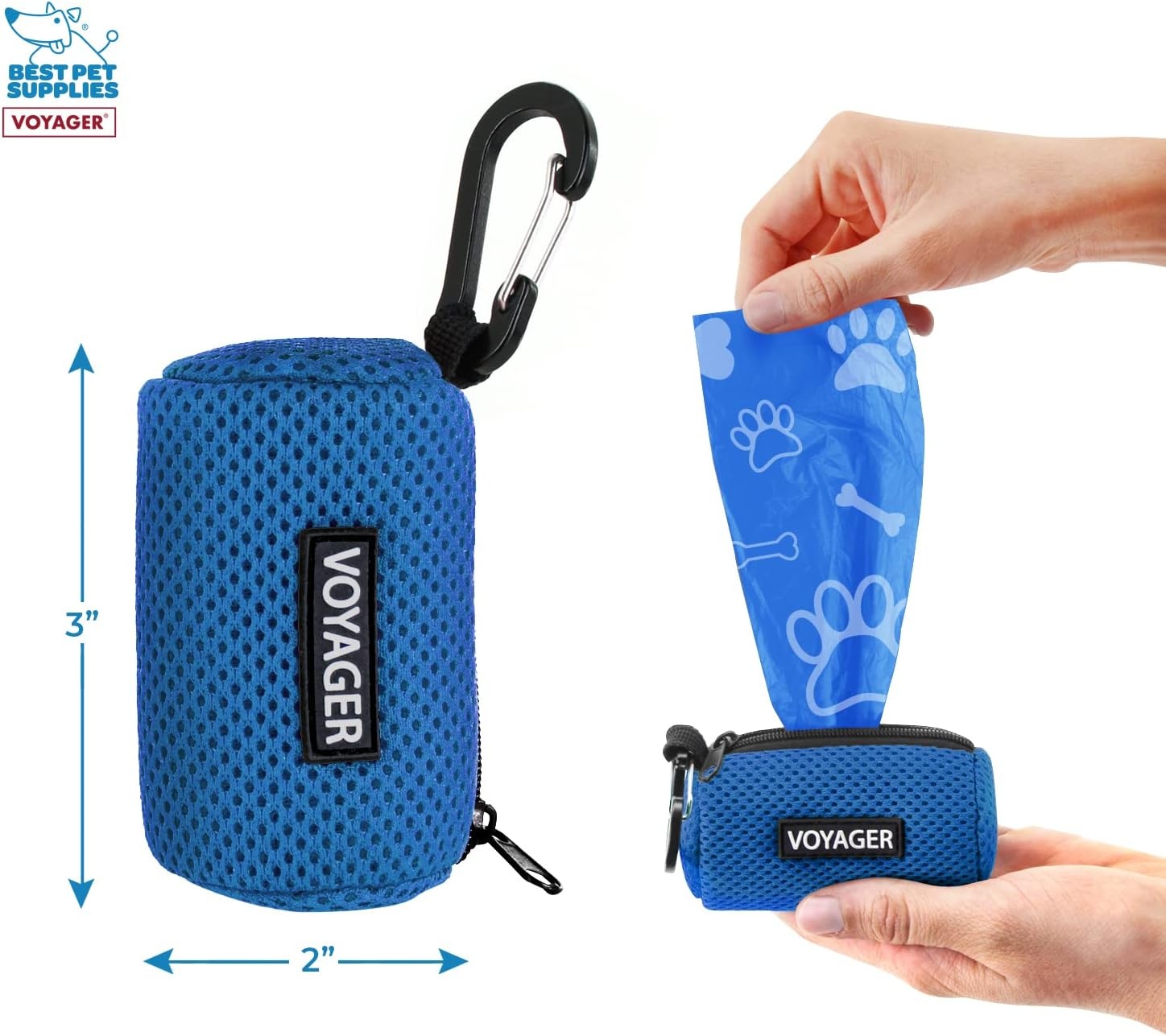 image:imageBest Pet Supplies 2Pack Dog Poop Bag Holder Leash Attachment Color Reusable Mesh Dispenser Pouch for Travel Walking Park and Outdoor Use Soft and Durable with ClipOn Mesh Baby BlueMesh Royal Blue