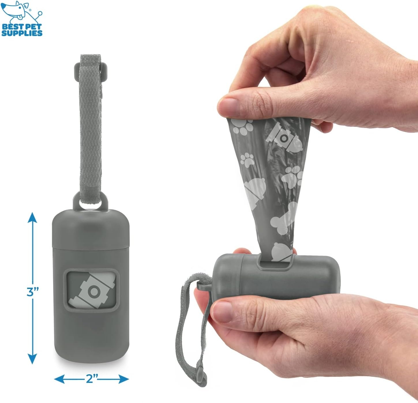 image:imageBest Pet Supplies 2Pack Dog Poop Bag Holder Leash Attachment Color Reusable Mesh Dispenser Pouch for Travel Walking Park and Outdoor Use Soft and Durable with ClipOn Mesh Baby BluePlastic Gray