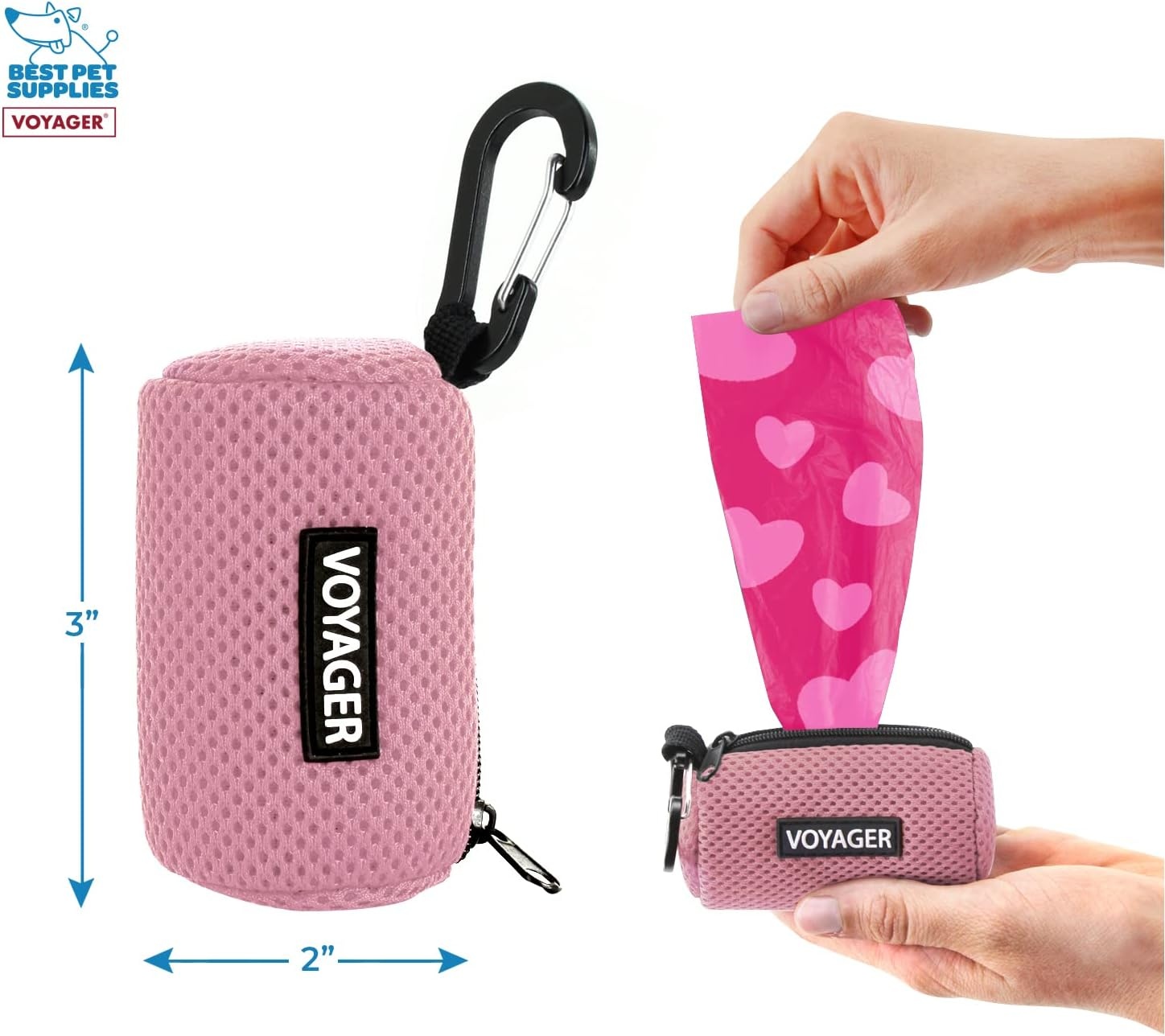 image:imageBest Pet Supplies 2Pack Dog Poop Bag Holder Leash Attachment Color Reusable Mesh Dispenser Pouch for Travel Walking Park and Outdoor Use Soft and Durable with ClipOn Mesh Baby BlueMesh Pink