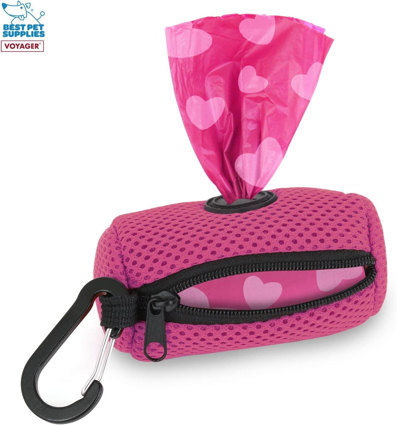 image:imageBest Pet Supplies 2Pack Dog Poop Bag Holder Leash Attachment Color Reusable Mesh Dispenser Pouch for Travel Walking Park and Outdoor Use Soft and Durable with ClipOn Mesh Baby BlueMesh Fuchsia