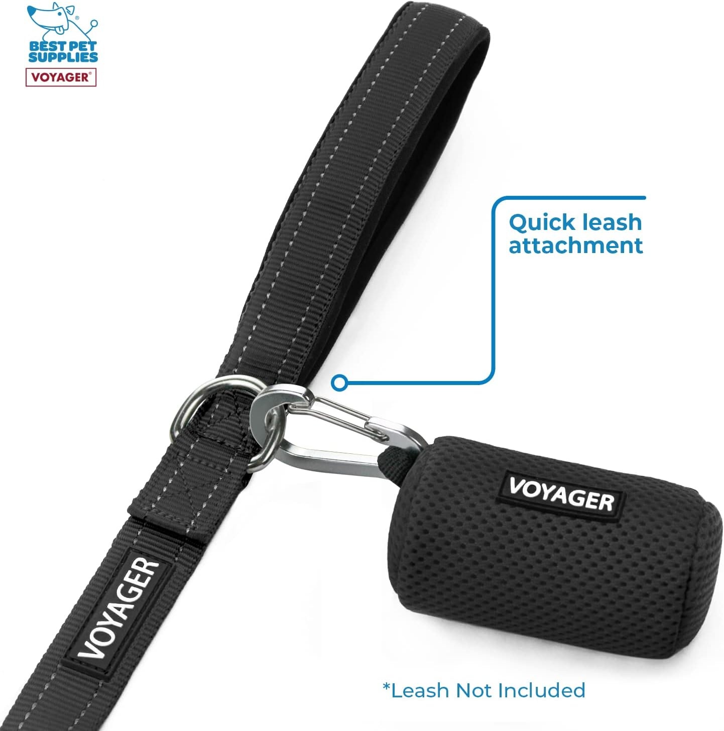 image:imageBest Pet Supplies 2Pack Dog Poop Bag Holder Leash Attachment Color Reusable Mesh Dispenser Pouch for Travel Walking Park and Outdoor Use Soft and Durable with ClipOn Mesh Baby BlueMesh Black