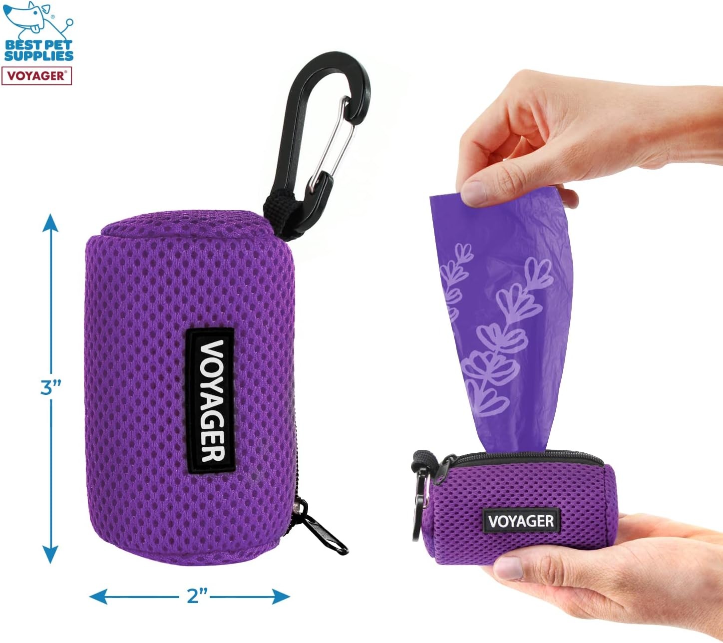 image:imageBest Pet Supplies 2Pack Dog Poop Bag Holder Leash Attachment Color Reusable Mesh Dispenser Pouch for Travel Walking Park and Outdoor Use Soft and Durable with ClipOn Mesh Baby BlueMesh Purple