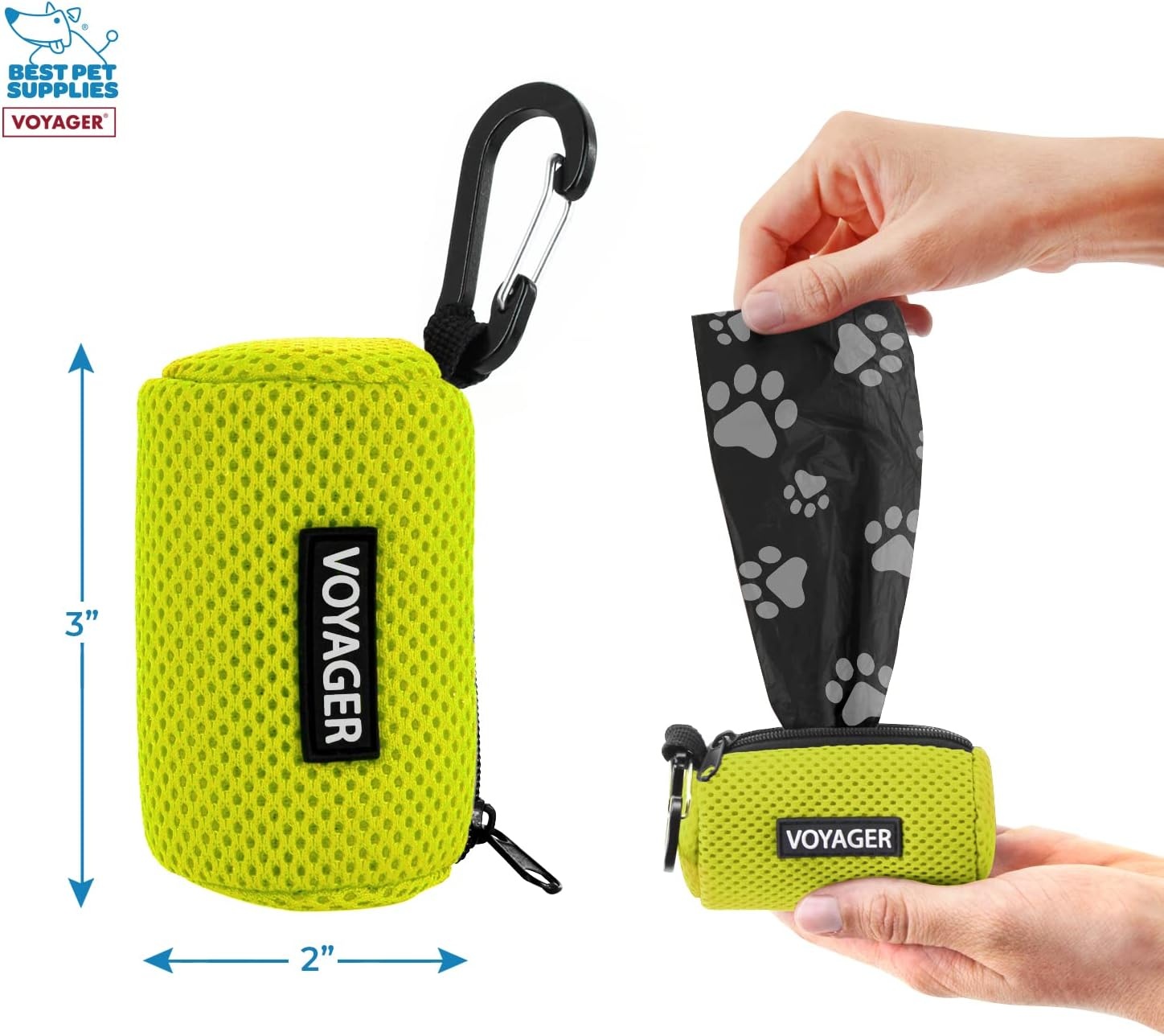 image:imageBest Pet Supplies 2Pack Dog Poop Bag Holder Leash Attachment Color Reusable Mesh Dispenser Pouch for Travel Walking Park and Outdoor Use Soft and Durable with ClipOn Mesh Baby BlueMesh Lime Green