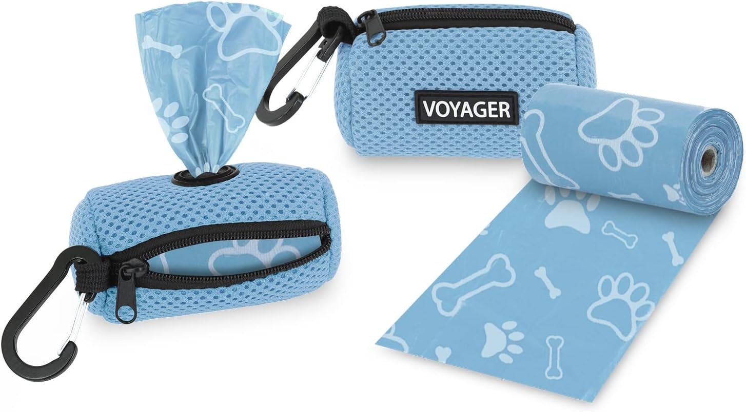 image:imageBest Pet Supplies 2Pack Dog Poop Bag Holder Leash Attachment Color Reusable Mesh Dispenser Pouch for Travel Walking Park and Outdoor Use Soft and Durable with ClipOn Mesh Baby BlueMesh Baby Blue