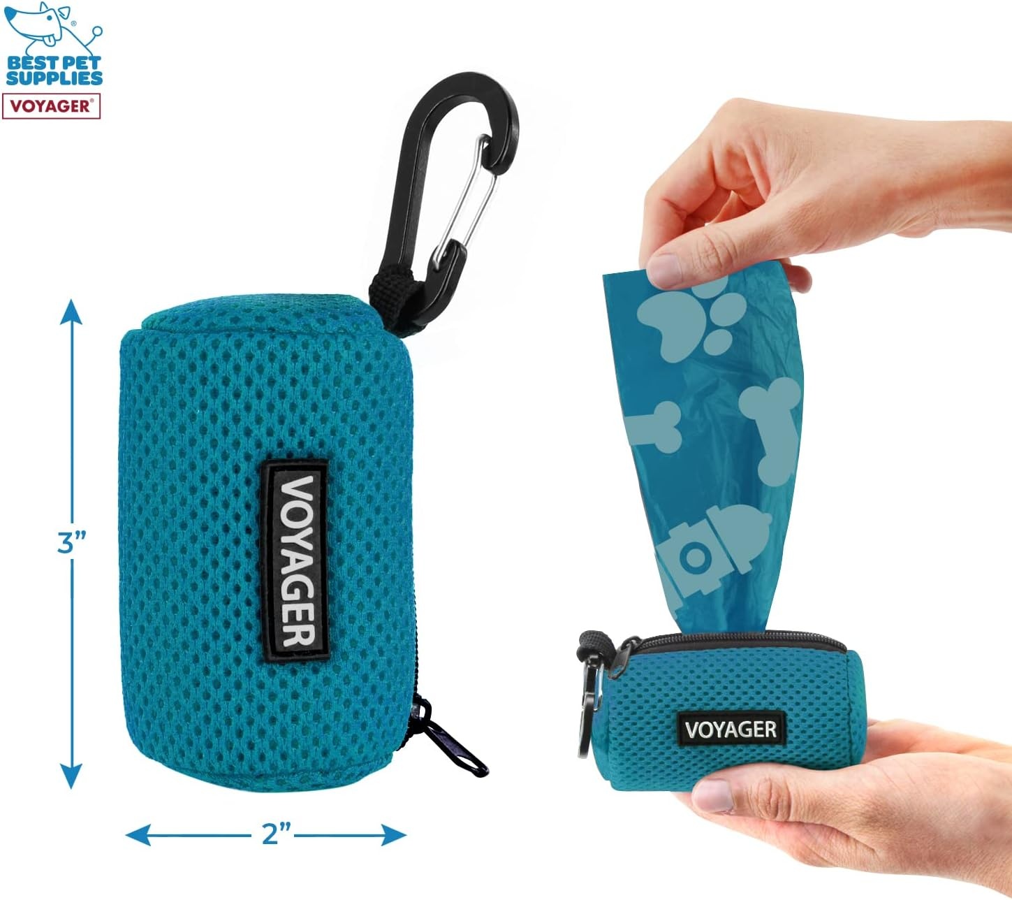 image:imageBest Pet Supplies 2Pack Dog Poop Bag Holder Leash Attachment Color Reusable Mesh Dispenser Pouch for Travel Walking Park and Outdoor Use Soft and Durable with ClipOn Mesh Baby BlueMesh Turquoise