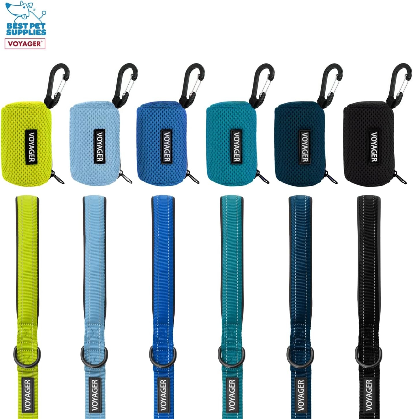 image:imageBest Pet Supplies 2Pack Dog Poop Bag Holder Leash Attachment Color Reusable Mesh Dispenser Pouch for Travel Walking Park and Outdoor Use Soft and Durable with ClipOn Mesh Baby BlueMesh Purple