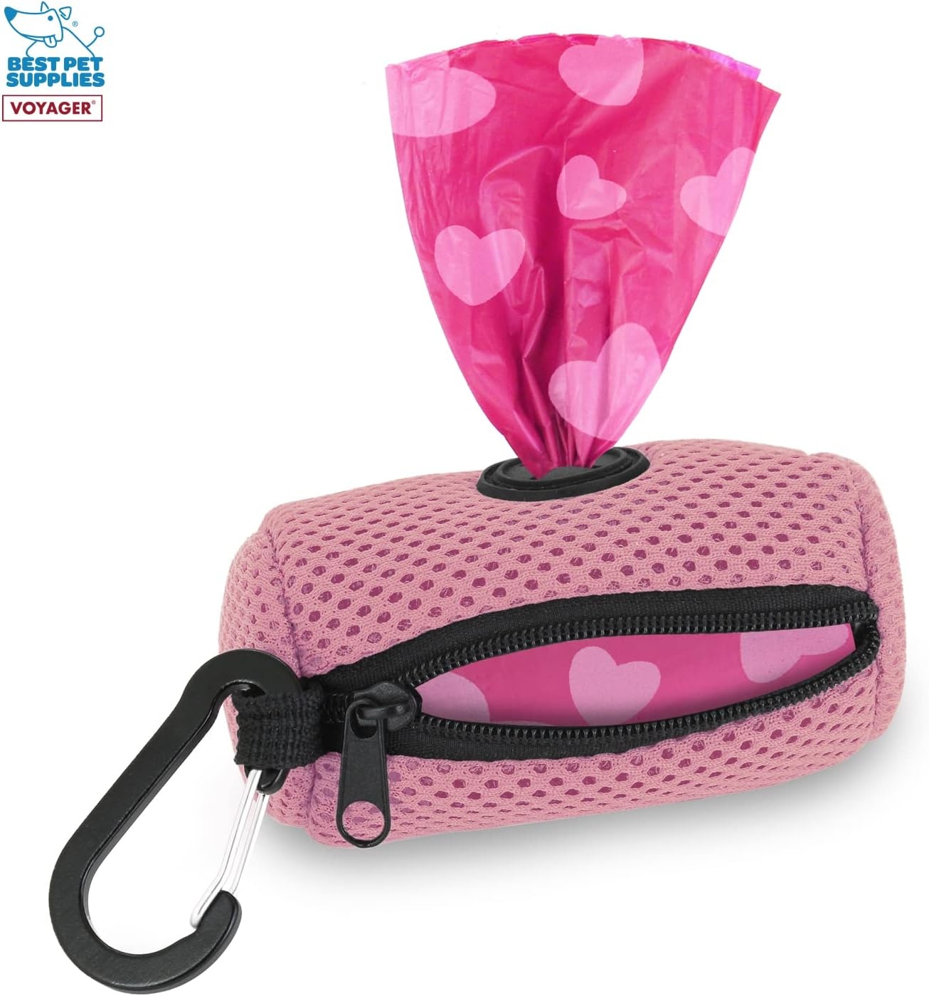 image:imageBest Pet Supplies 2Pack Dog Poop Bag Holder Leash Attachment Color Reusable Mesh Dispenser Pouch for Travel Walking Park and Outdoor Use Soft and Durable with ClipOn Mesh Baby BlueMesh Pink