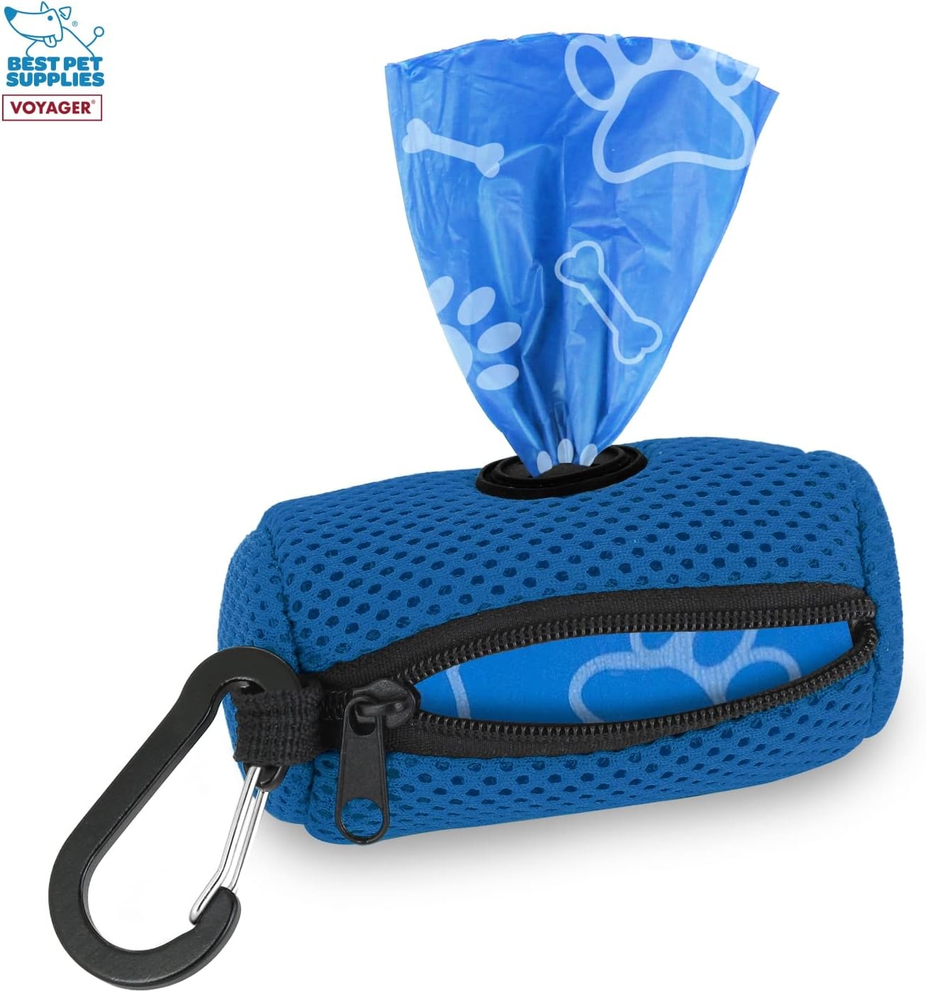 image:imageBest Pet Supplies 2Pack Dog Poop Bag Holder Leash Attachment Color Reusable Mesh Dispenser Pouch for Travel Walking Park and Outdoor Use Soft and Durable with ClipOn Mesh Baby BlueMesh Royal Blue