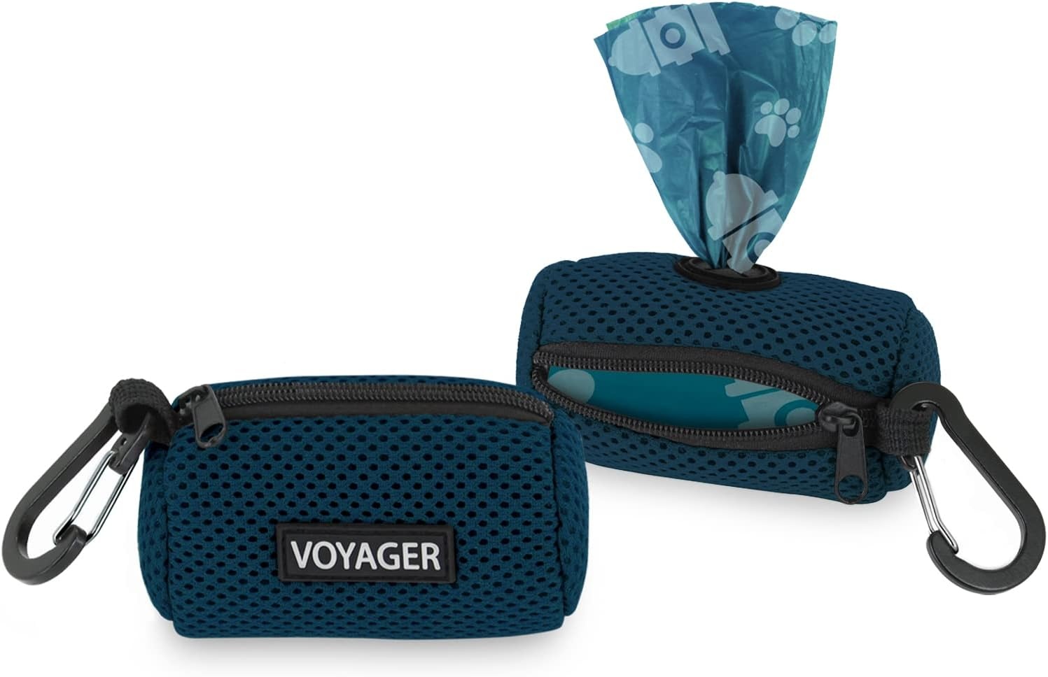 image:imageBest Pet Supplies 2Pack Dog Poop Bag Holder Leash Attachment Color Reusable Mesh Dispenser Pouch for Travel Walking Park and Outdoor Use Soft and Durable with ClipOn Mesh Baby BlueMesh Prussian Blue