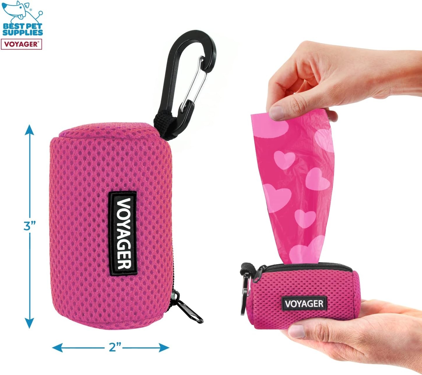 image:imageBest Pet Supplies 2Pack Dog Poop Bag Holder Leash Attachment Color Reusable Mesh Dispenser Pouch for Travel Walking Park and Outdoor Use Soft and Durable with ClipOn Mesh Baby BlueMesh Fuchsia