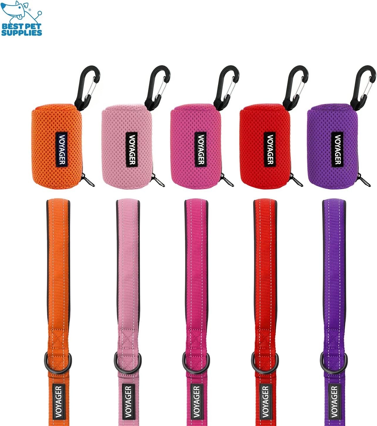 image:imageBest Pet Supplies 2Pack Dog Poop Bag Holder Leash Attachment Color Reusable Mesh Dispenser Pouch for Travel Walking Park and Outdoor Use Soft and Durable with ClipOn Mesh Baby BlueMesh Baby Blue