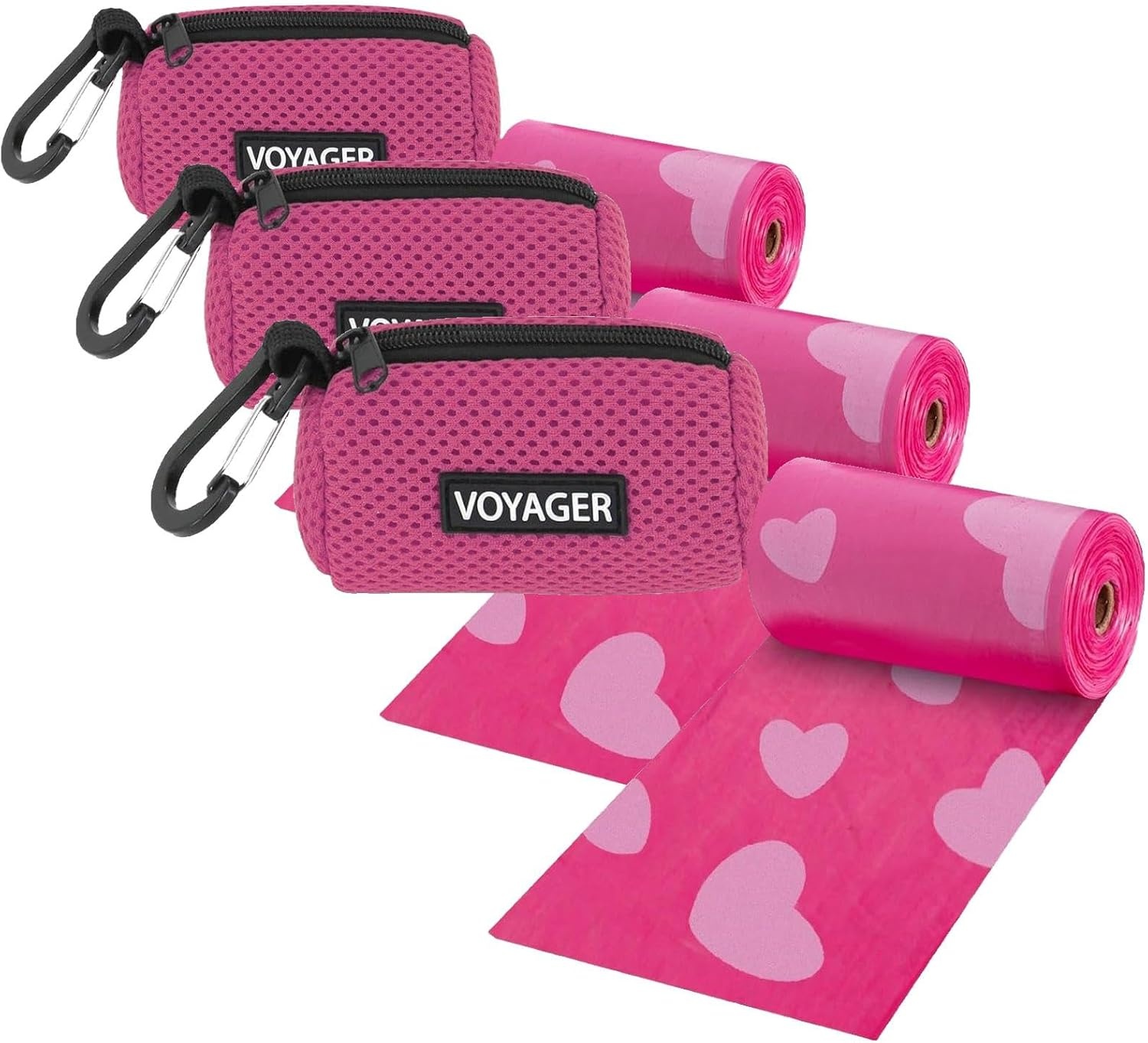 image:imageBest Pet Supplies 2Pack Dog Poop Bag Holder Leash Attachment Color Reusable Mesh Dispenser Pouch for Travel Walking Park and Outdoor Use Soft and Durable with ClipOn Mesh Baby BlueMesh Fuchsia