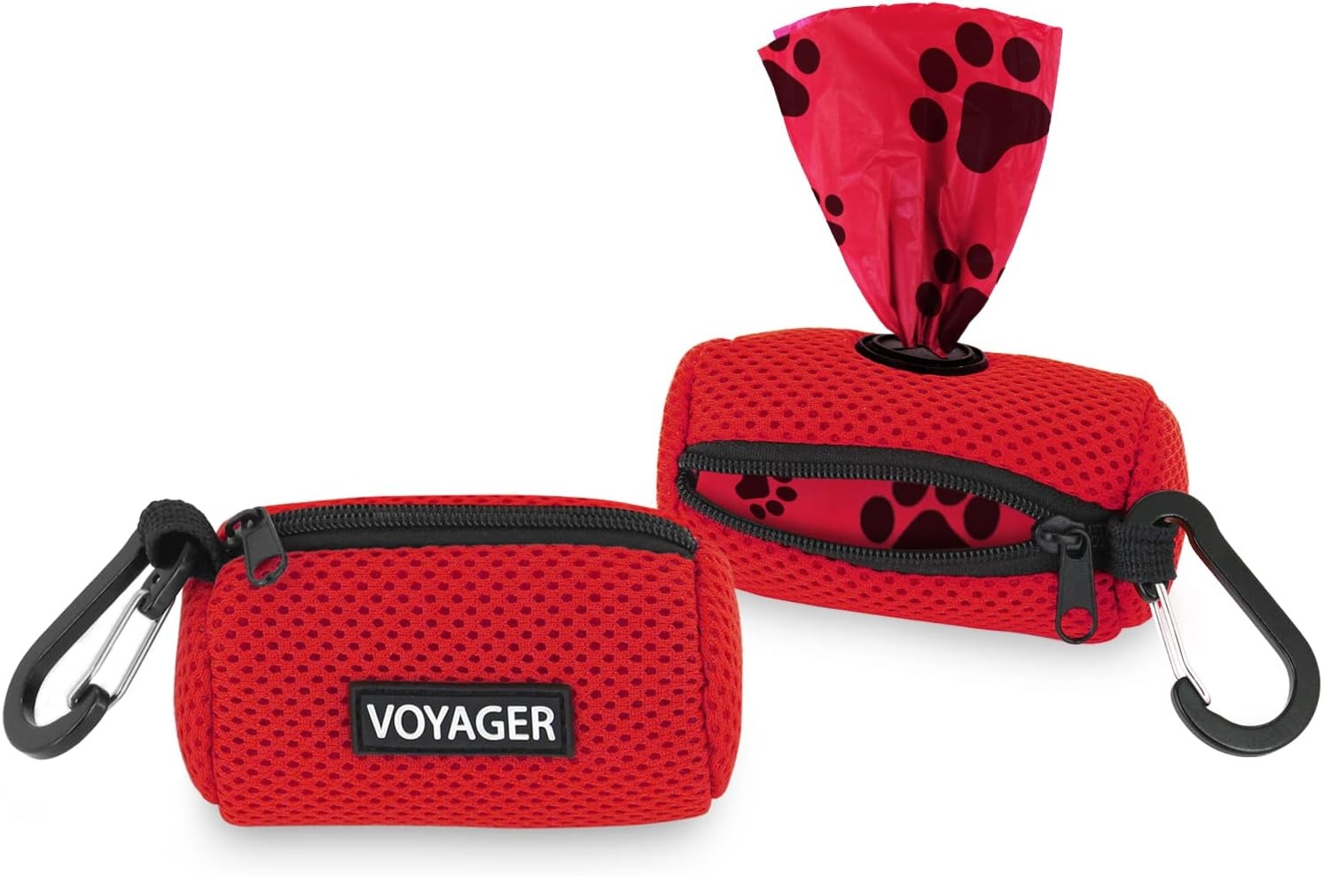 image:imageBest Pet Supplies 2Pack Dog Poop Bag Holder Leash Attachment Color Reusable Mesh Dispenser Pouch for Travel Walking Park and Outdoor Use Soft and Durable with ClipOn Mesh Baby BlueMesh Red