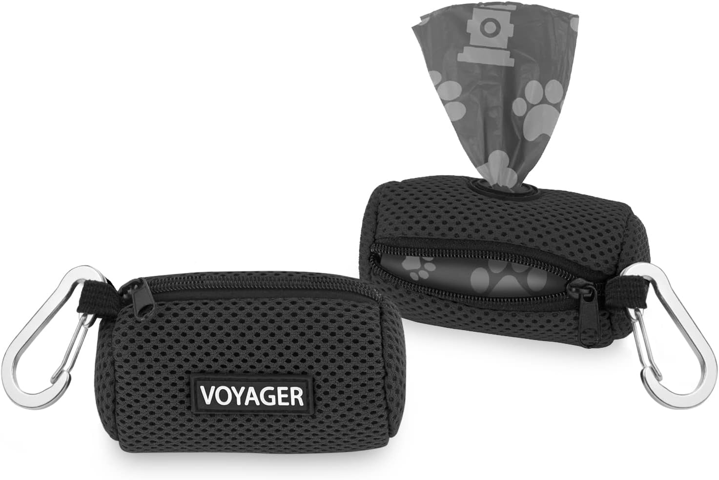 image:imageBest Pet Supplies 2Pack Dog Poop Bag Holder Leash Attachment Color Reusable Mesh Dispenser Pouch for Travel Walking Park and Outdoor Use Soft and Durable with ClipOn Mesh Baby BlueMesh Black
