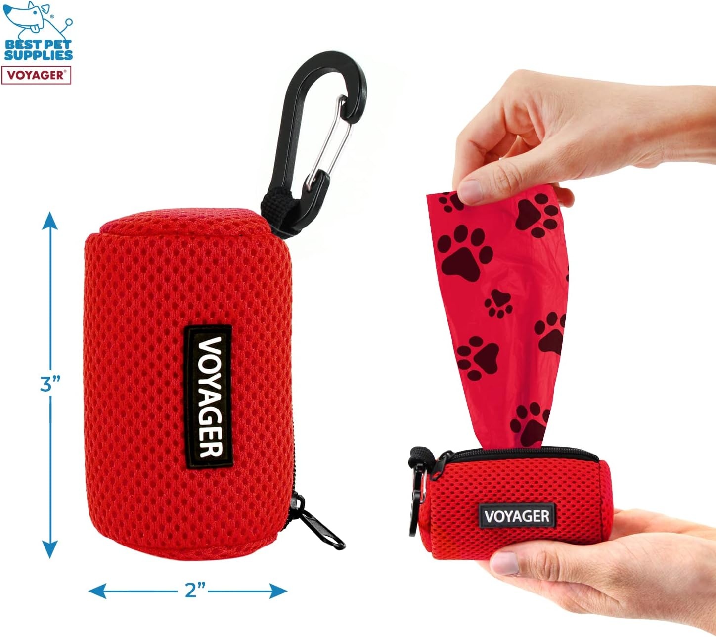 image:imageBest Pet Supplies 2Pack Dog Poop Bag Holder Leash Attachment Color Reusable Mesh Dispenser Pouch for Travel Walking Park and Outdoor Use Soft and Durable with ClipOn Mesh Baby BlueMesh Red