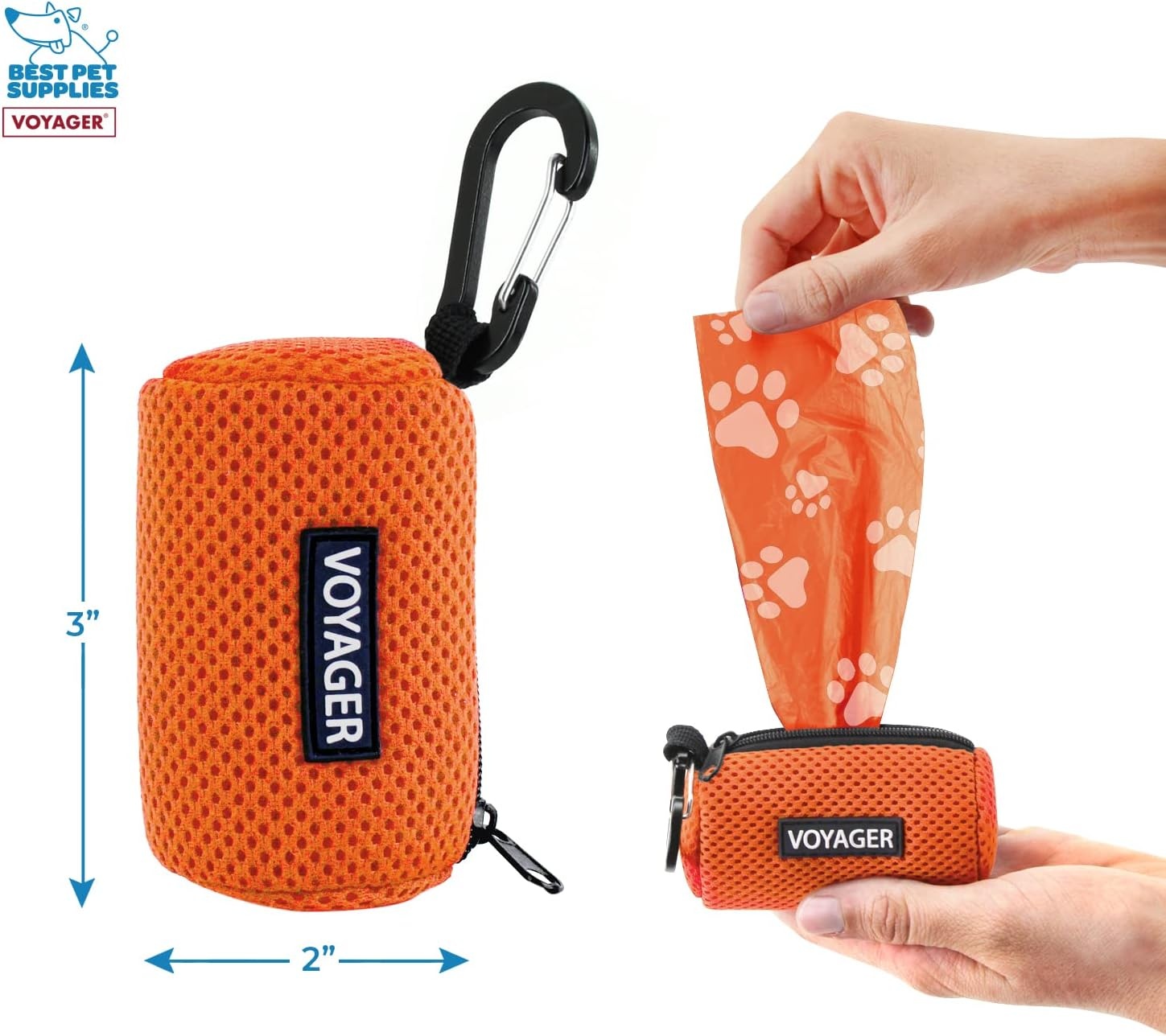 image:imageBest Pet Supplies 2Pack Dog Poop Bag Holder Leash Attachment Color Reusable Mesh Dispenser Pouch for Travel Walking Park and Outdoor Use Soft and Durable with ClipOn Mesh Baby BlueMesh Orange