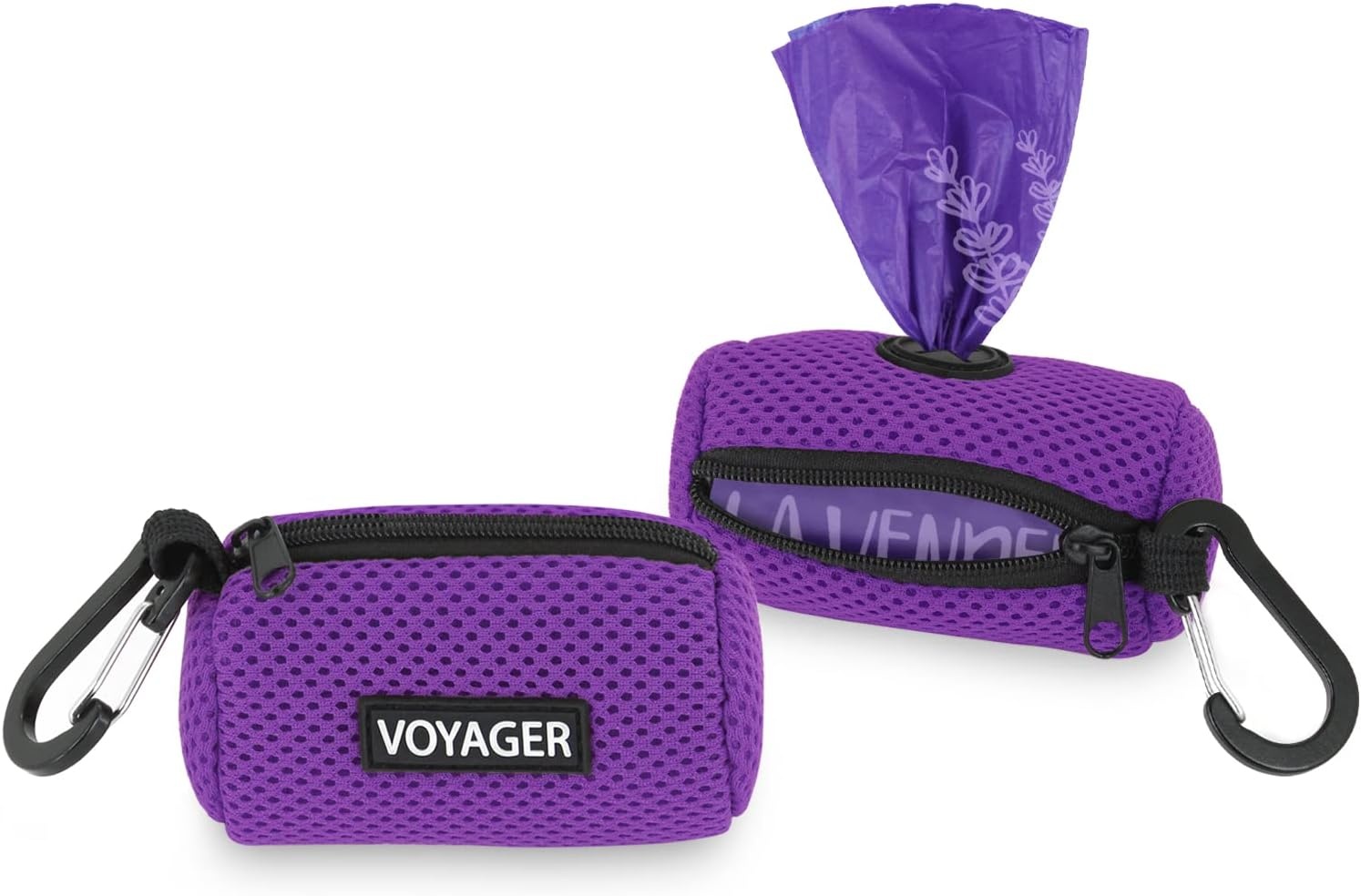 image:imageBest Pet Supplies 2Pack Dog Poop Bag Holder Leash Attachment Color Reusable Mesh Dispenser Pouch for Travel Walking Park and Outdoor Use Soft and Durable with ClipOn Mesh Baby BlueMesh Purple
