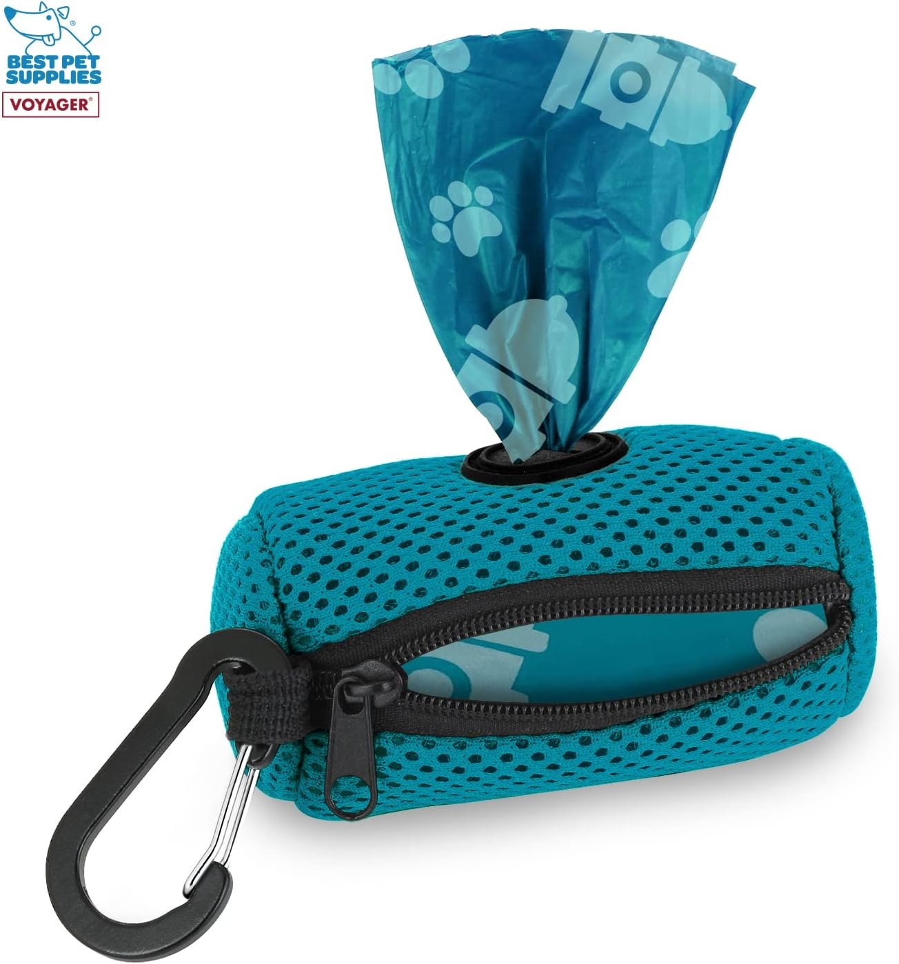 image:imageBest Pet Supplies 2Pack Dog Poop Bag Holder Leash Attachment Color Reusable Mesh Dispenser Pouch for Travel Walking Park and Outdoor Use Soft and Durable with ClipOn Mesh Baby BlueMesh Turquoise