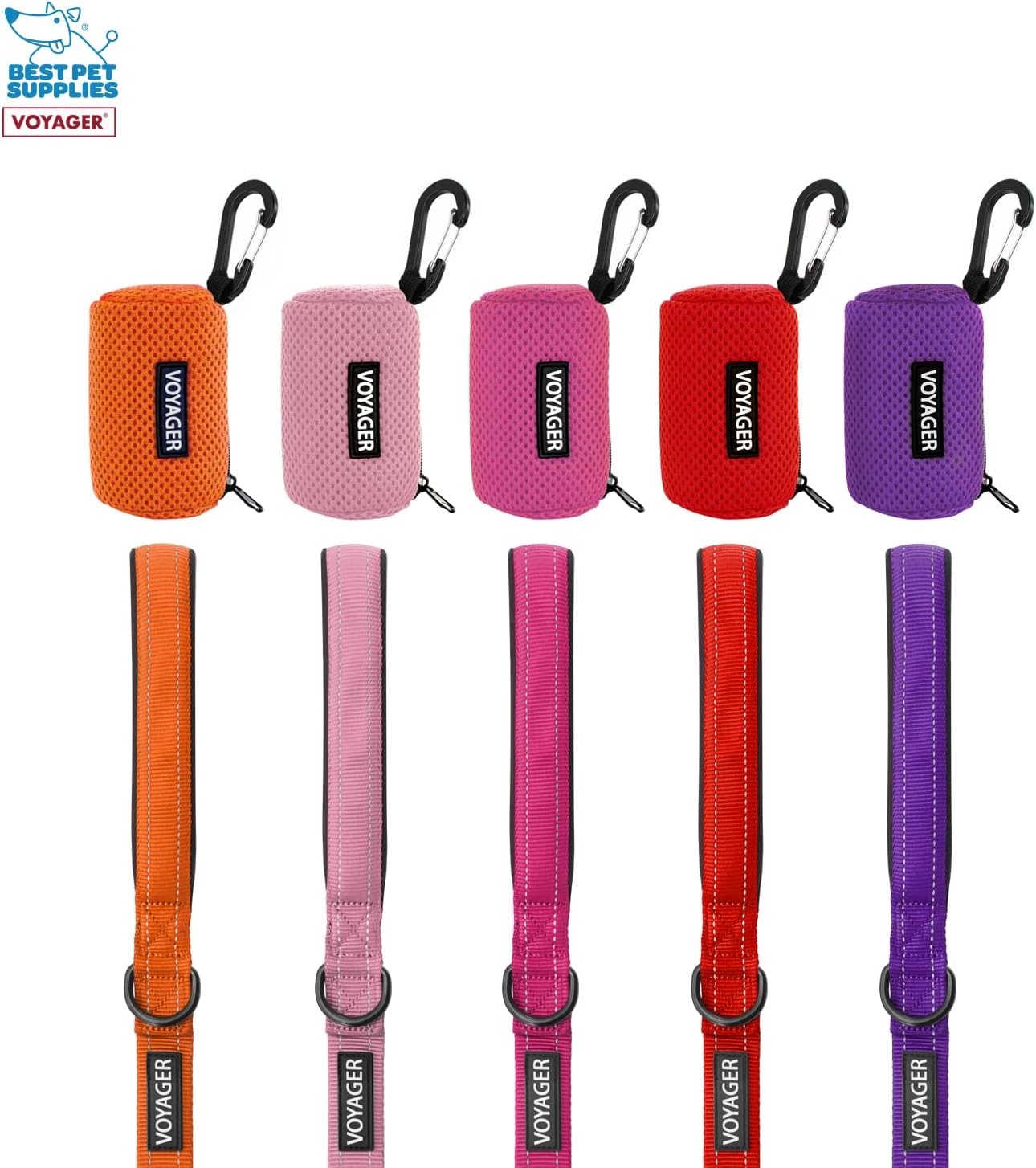 image:imageBest Pet Supplies 2Pack Dog Poop Bag Holder Leash Attachment Color Reusable Mesh Dispenser Pouch for Travel Walking Park and Outdoor Use Soft and Durable with ClipOn Mesh Baby BlueMesh Purple