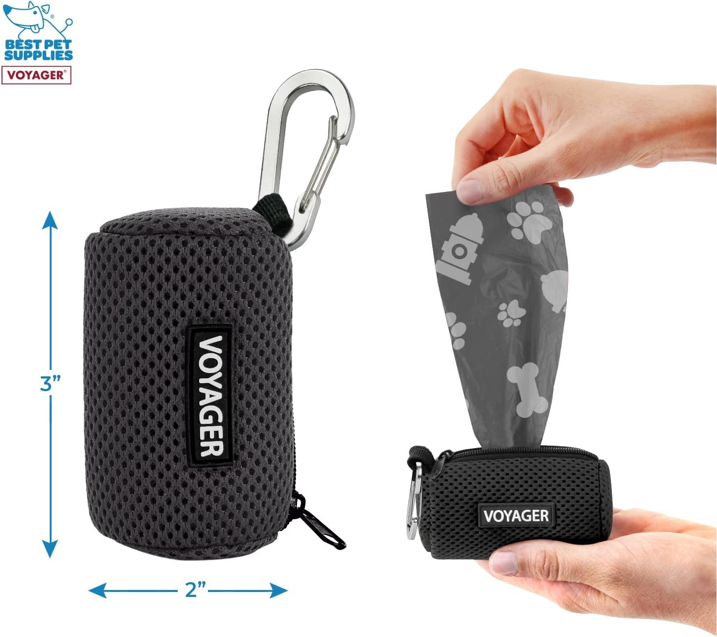 image:imageBest Pet Supplies 2Pack Dog Poop Bag Holder Leash Attachment Color Reusable Mesh Dispenser Pouch for Travel Walking Park and Outdoor Use Soft and Durable with ClipOn Mesh Baby BlueMesh Black