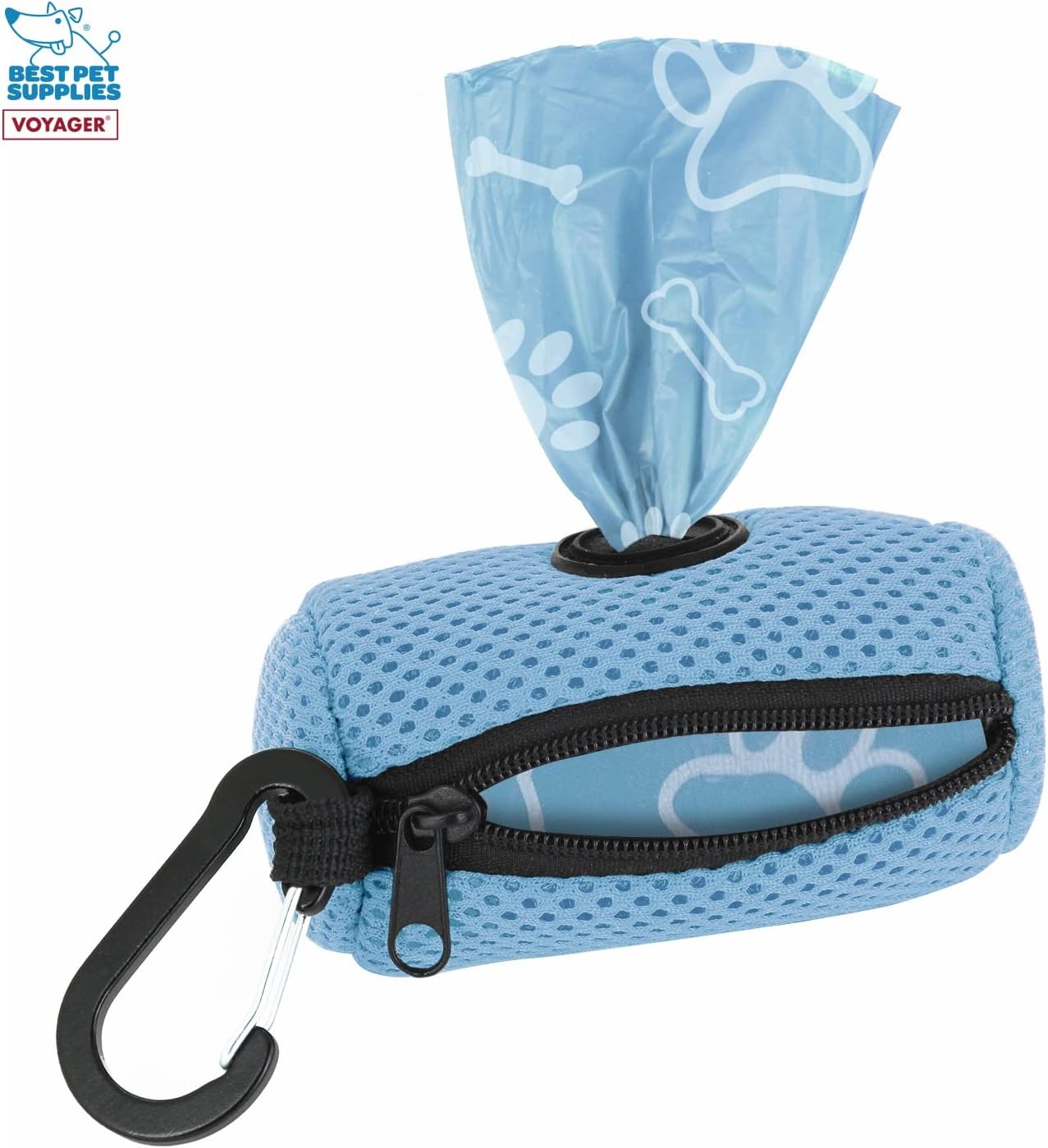 image:imageBest Pet Supplies 2Pack Dog Poop Bag Holder Leash Attachment Color Reusable Mesh Dispenser Pouch for Travel Walking Park and Outdoor Use Soft and Durable with ClipOn Mesh Baby BlueMesh Baby Blue